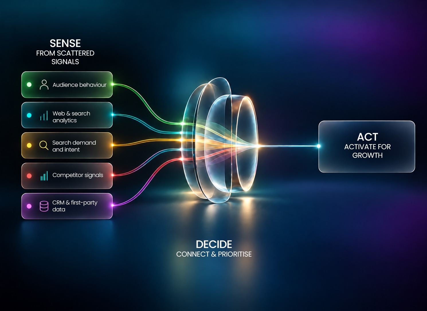 Sense, decide, act: one connected view from scattered signals